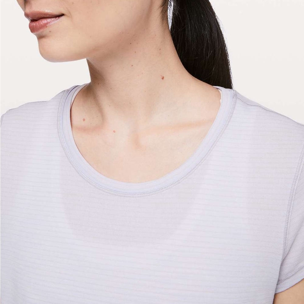 Lululemon Another Mile Short Sleeve Heathered Sheer Lilac Workout Top - Picture 2 of 12